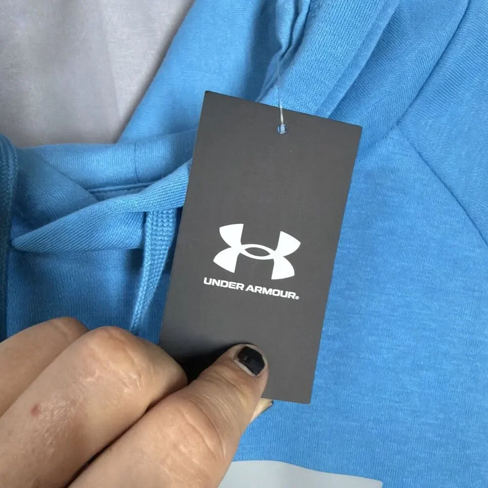 MEN 3XL UNDER ARMOUR RIVAL FLEECE LOGO HOODED SWEATER (HORIZON BLUE) NEW